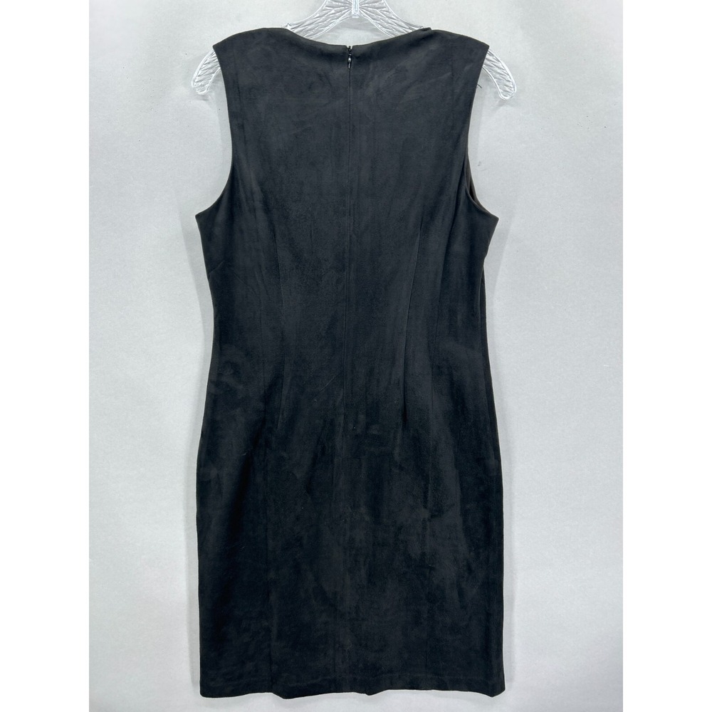 J McLaughlin Dress Medium Black Sheath Faux Suede Dominique Sleeveless‎ Stretch - Picture 10 of 12